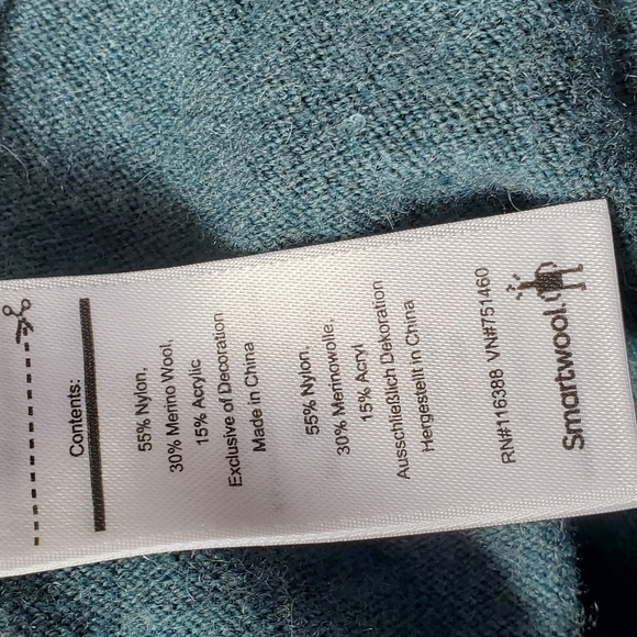 SmartWool dark aqua wool blend pull over sweater with a V-neck Large - Picture 3 of 10